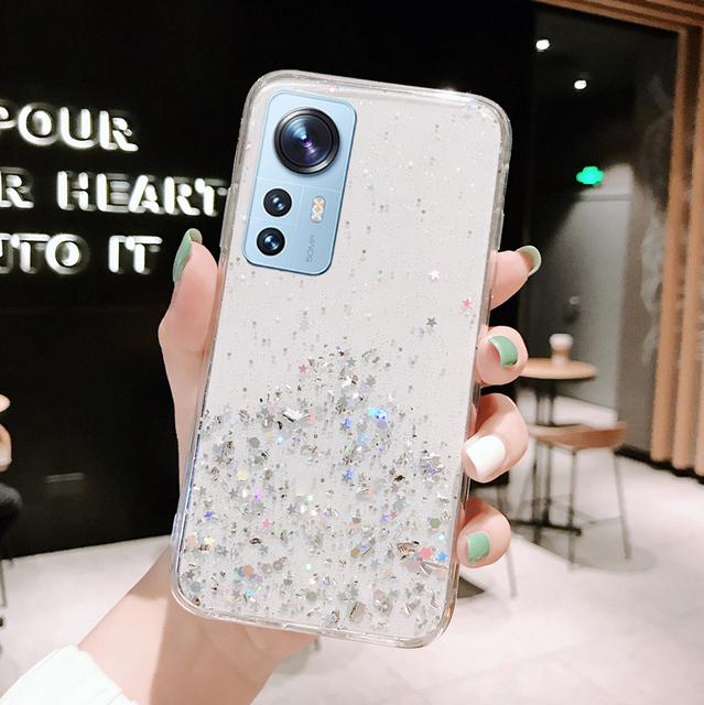 

Роскошный прозрачный мягкий чехол с блестками для Xiaomi Mi 12 12X 12S 12T 11 11T 10 10T Pro Lite, силиконовый чехол для Poco X4 X3 M4 M3 F3 F2 Pro POCO F3 белый