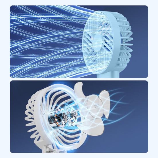 Mini Handheld Fan with Phone Holder 3 Speed USB Rechargeable Summer Cooling Fan