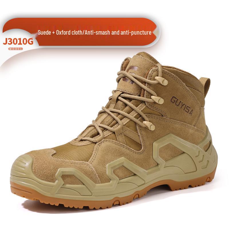 Men's Steel Toe Slip-On Suede Safety Shoes - Anti-Smash, Anti-Puncture, Ideal for Summer Welders