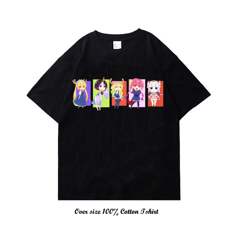 Anime Miss Kobayashis Dragon Maid Graphic Print T Shirt Fashion Plus Size Cotton Crew Neck Short Sleeve T Shirt Women Unisex