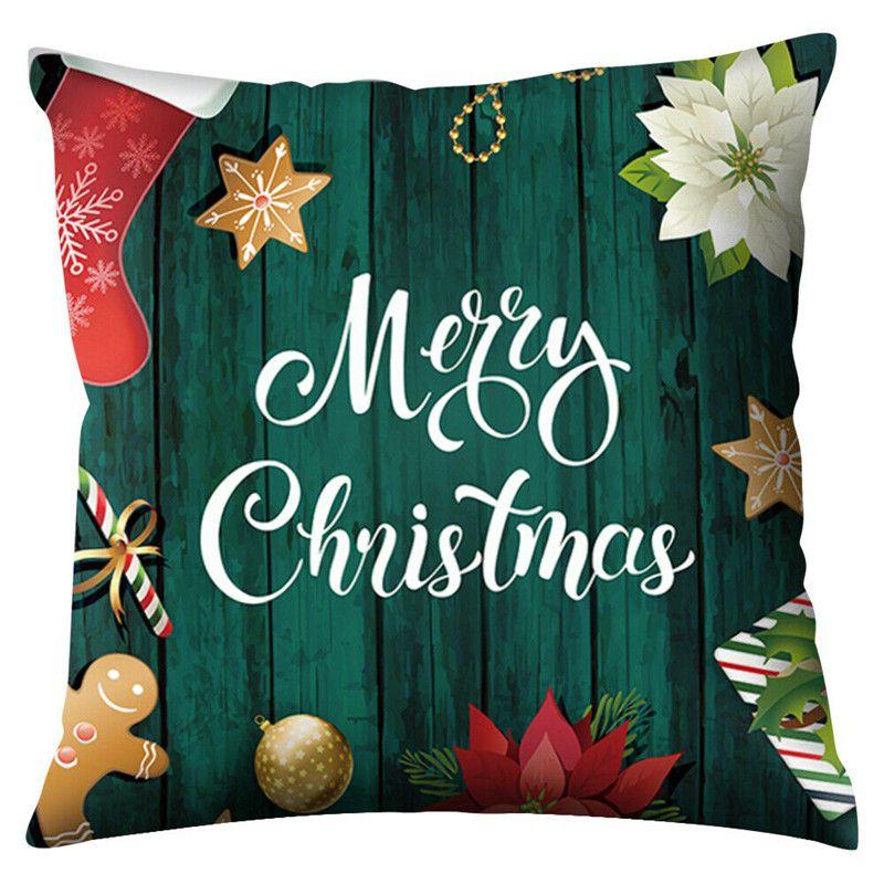 Polyester Peach Skin Christmas Cushion Cover 18" For Sofa Decor**