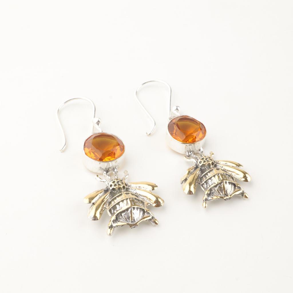 Citrine Gemstone 925 Sterling Silver Jewelry Handcrafted Drop Dangle Earrings 2" EE-154-4