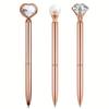 Rose Gold Kugelschreiber Set - Stilvolle Metallstifte mit Kristallakzenten - Perfekt für Studenten, Büro, Geschenke und Hochzeiten