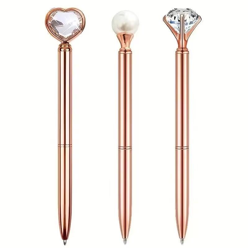 

Rose Golden Ballpoint Pen Set - Stylish Metal Pens with Crystal Accents - Perfect for Students, Office, Gifts, and Weddings 3 pcs