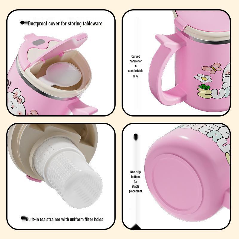 Beerus Double-Layer Insulated Mug with Lid and Tea Infuser - Leak and Dust Proof Office Cup