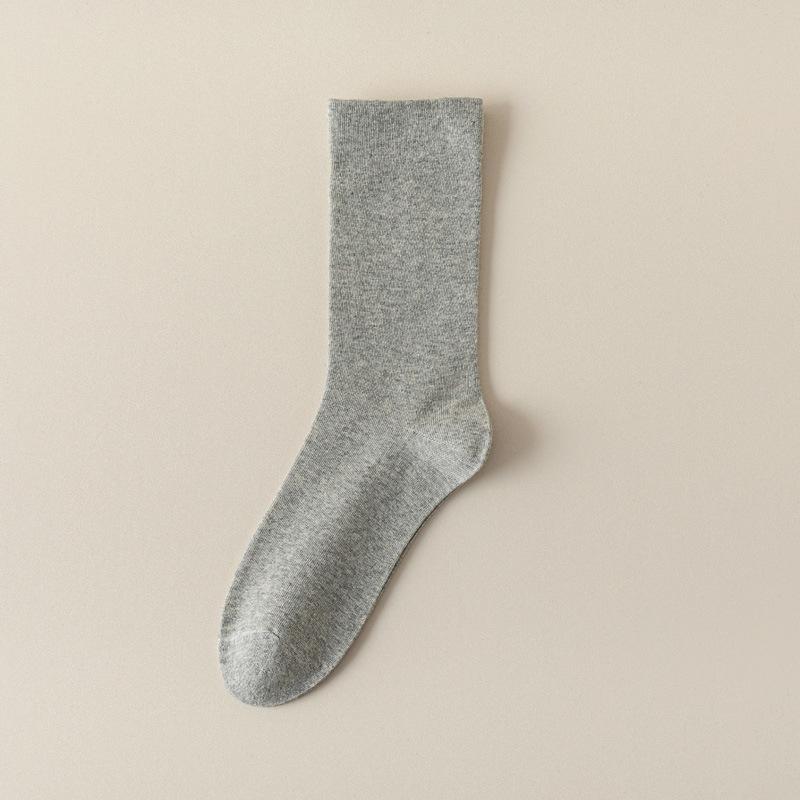 5/10 Pairs Casual Women's Mid Calf Spring Autumn Solid Color Cotton Pile Socks Anti Pilling Non Slip Pregnant Women's Bone Free Postpartum Socks