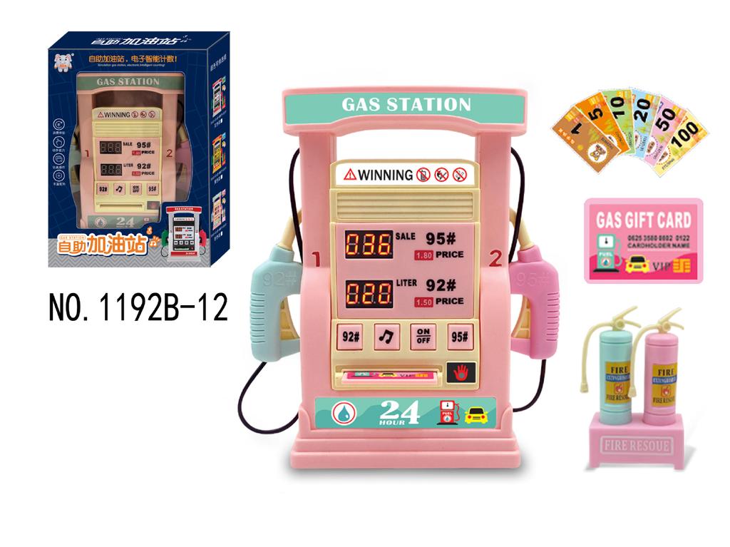 Kids Petrol Station Playset with Voice Prompt and Counting Function Die Cast Cars Steering Wheel Toy
