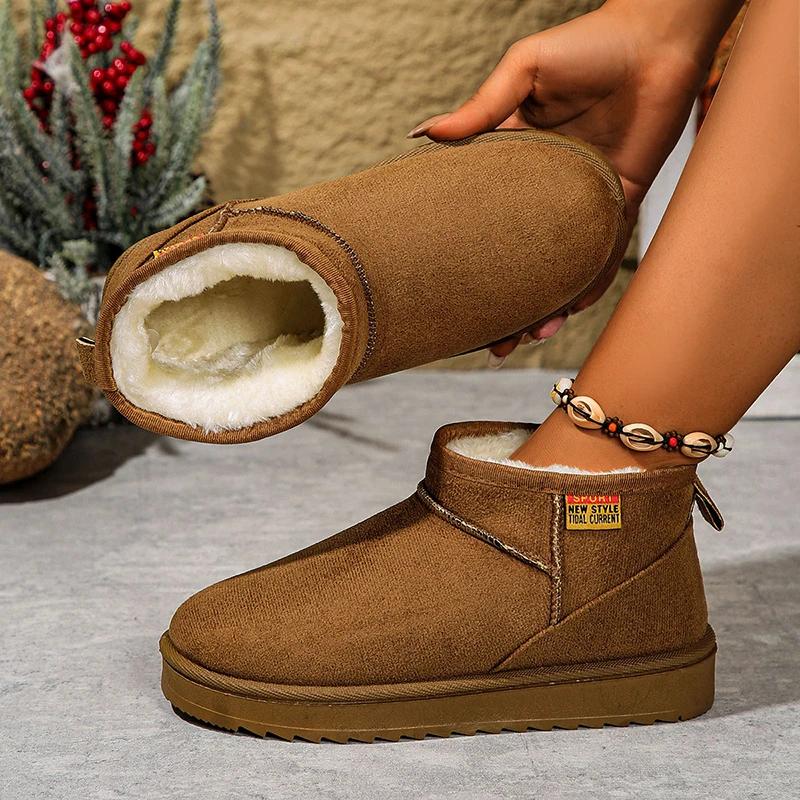 Damen Schneestiefel für feste Plateauschuhe Kunstveloursstiefel Herbst Winter Warme Schuhe Boots Große Größe 44 Slipper Baumwollschuhe