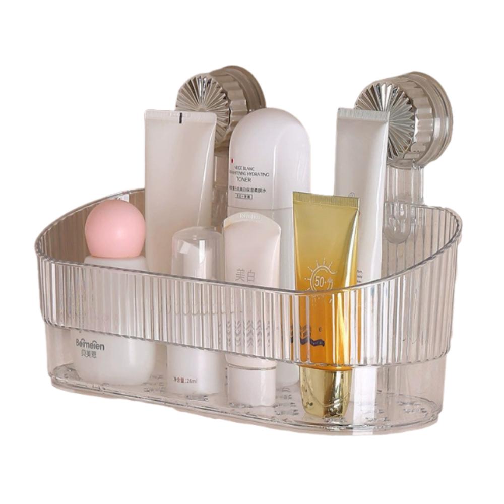 No-Drill Suction Cup Storage Rack Transparent Shower Storage Holder Wall-Mounted Shelf Rack  Home
