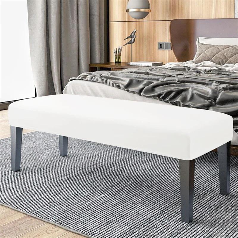 1Pc Stretch Velvet Bench Cover Anti-Dirty Classic Solid Color Bench Slipcover Washable Bench Seat Protector Cover For Bedroom