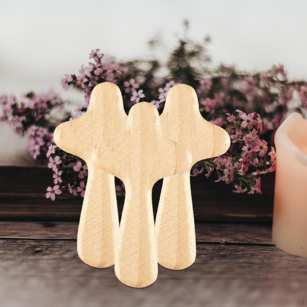 3 Pièces Croix en Bois à Main Prière Croix de Poche pour Chrétien