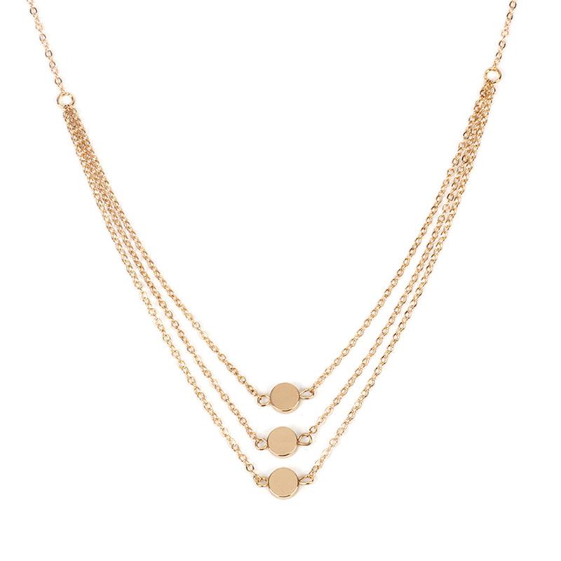 Ins Viral Multi-layer Metal Sequin Pendant Necklace, Trendy Clavicle Chain