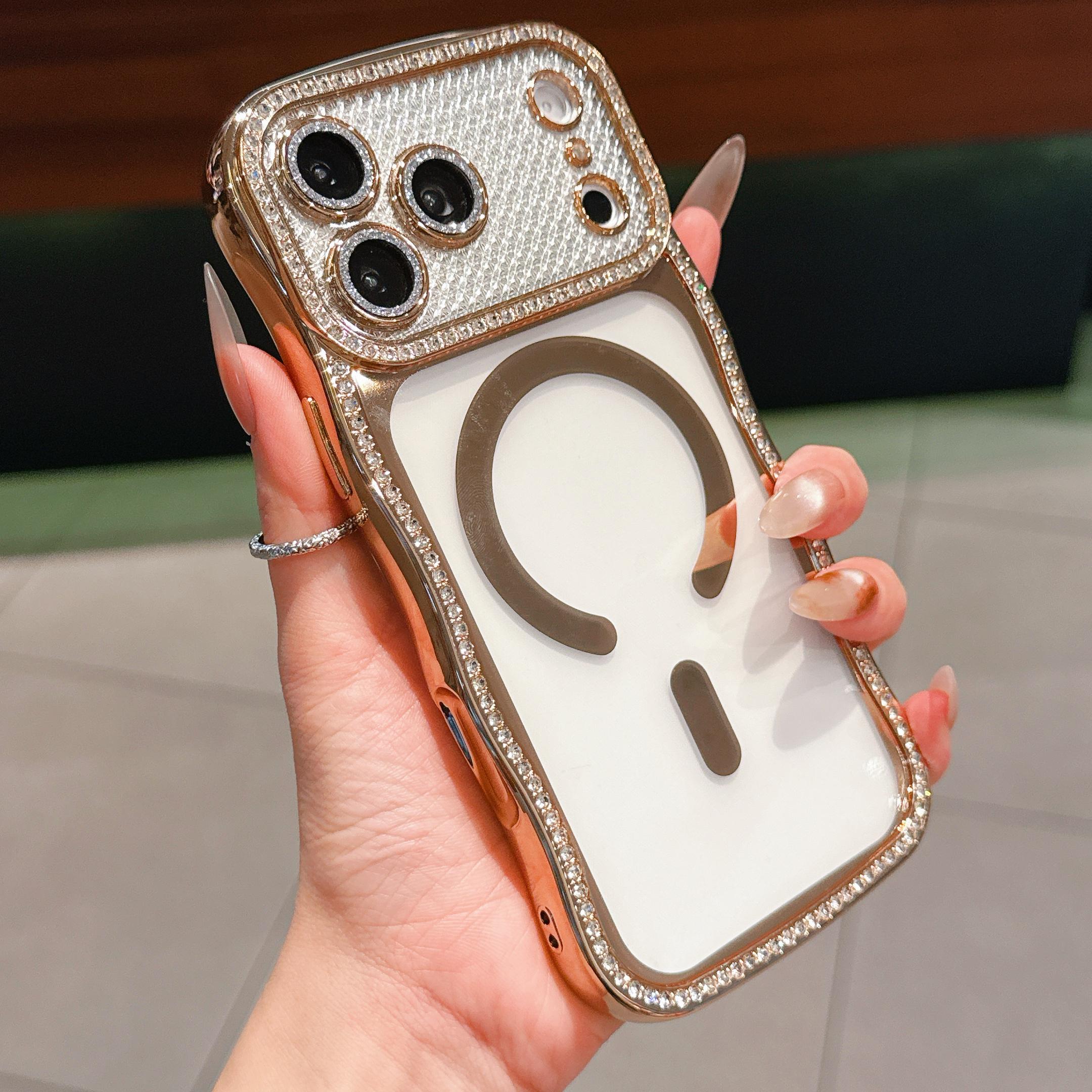 

Diamond Plating Wave Claer Phone Case For iPhone 17 Pro Max Air 14 15 Plus 13 16 Pro For Msagafe Wireless Charging Protect Cover iPhone Air