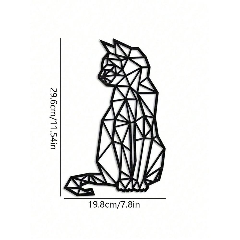 Wrought Iron Wall Decor Art Geometric Cat Metal Laser Cut Polygon