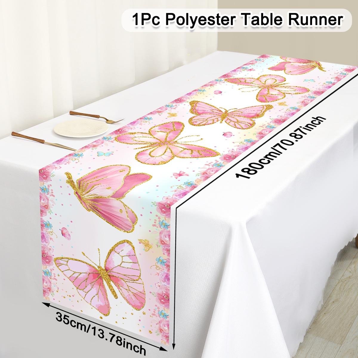 

180x35cm Purple Butterfly Table Runner For Birthday Party Decor Kids Wedding Birthday Party Supplies Home Holiday Table Decor розовый