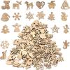 50pcs Mini Christmas Tree Hanging Decor Ornaments Wooden Santa Claus Snowman Deer Pendants Christmas Decorations Small Figurines