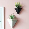 2-Pack Hanging Wall Planter White Ceramic Geometric Décor Vase for Succulent Cactus Fake Plants Flower Holder Wall Decor 5.9 Inch