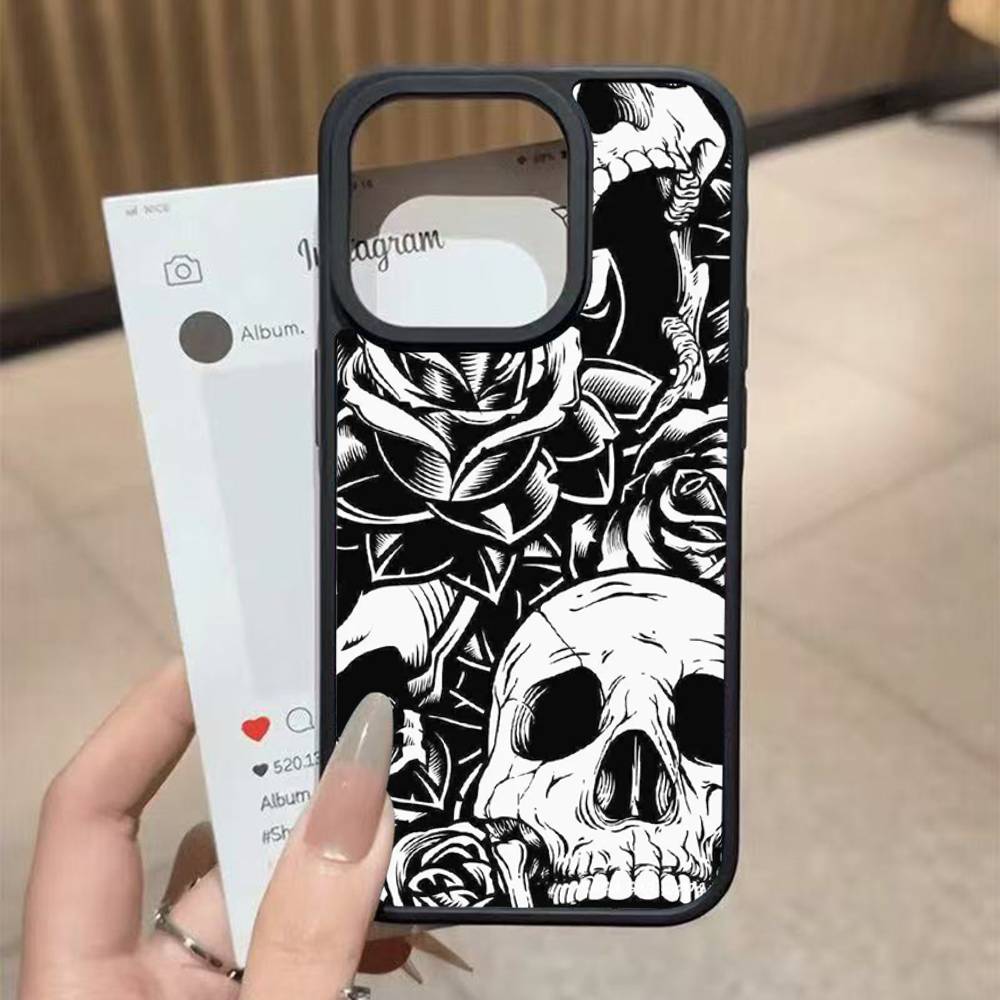 Skull Gothic Creepy Pastel Goth For iPhone 17 16 Pro Max Air 13 12 Mini 14 15 Plus 11 PC+TPU Back Cover