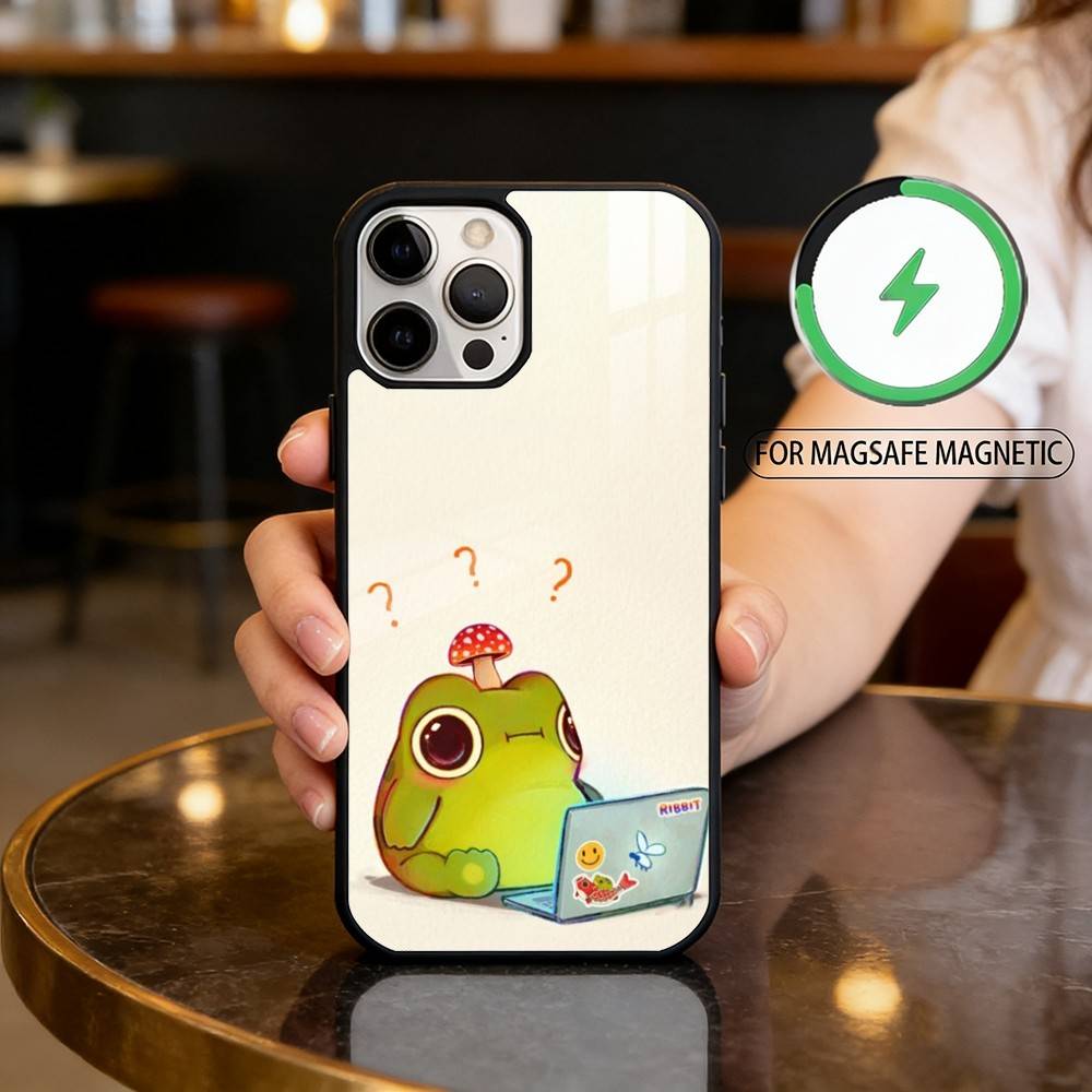 T-The F-Frog C-Cute Magnetic For Magsafe Wireless Charging Phone Case For iPhone17,16,15,14,13,12,11 Plus,Pro Max