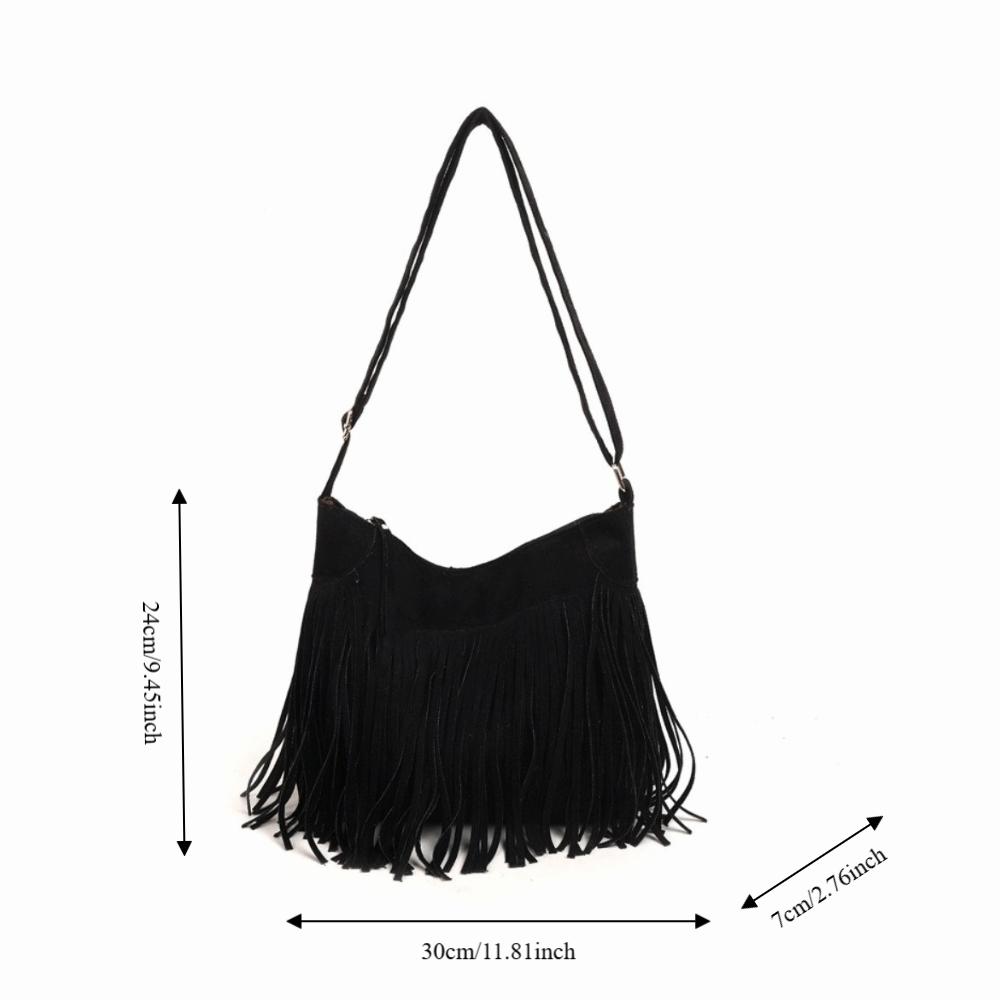 Boho Crossbody Taška s Třásněmi Velká Kapacita Matná Messenger Taška Luxusní Tote Taška Denní