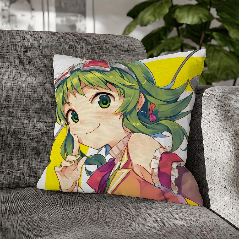 Vocaloid Gumi Megpoid Echo Cushion Cover Decorative Pillowcase Soft Short Plush Cozy Durable Sofa Home Decor Items Gift