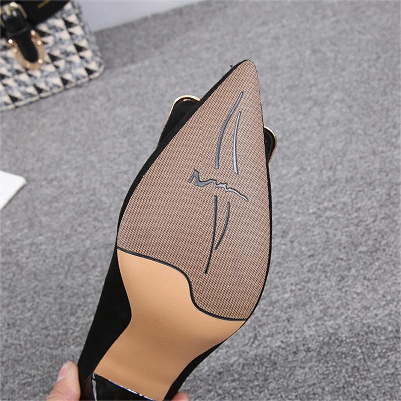 Women Fetish 9 .5cm High Heels Wedding Classic Pumps Lady Stiletto Point Toe Red Heels Black Office Stripper Crystal Shoes