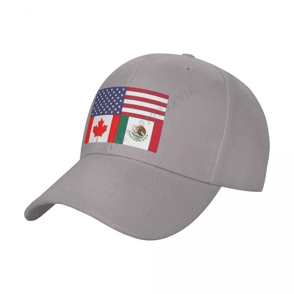 Baseball Cap USA United States Canada Mexico Flag Wild Sun Shade Peaked Adjustable Caps for Unisex Women Print