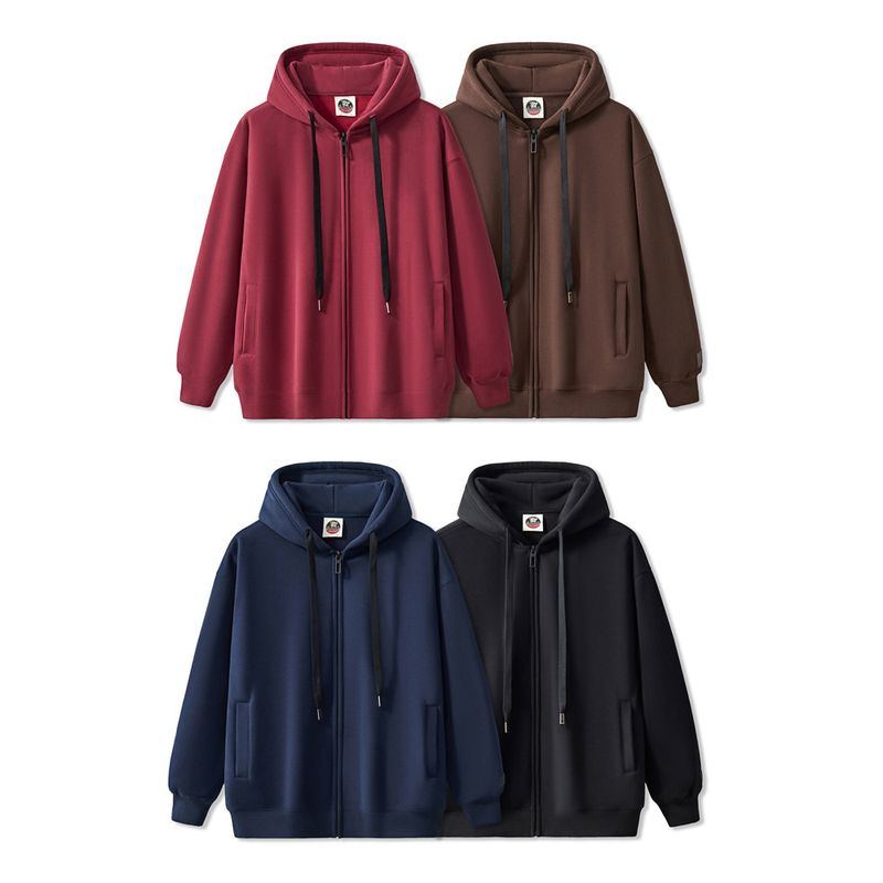 520G Heavy Weight Stiff American Hooded Knit Cardigan Sweatshirt Men's Autumn and Winter Fleece-lined Thickened Export Men's Clothing Outwear