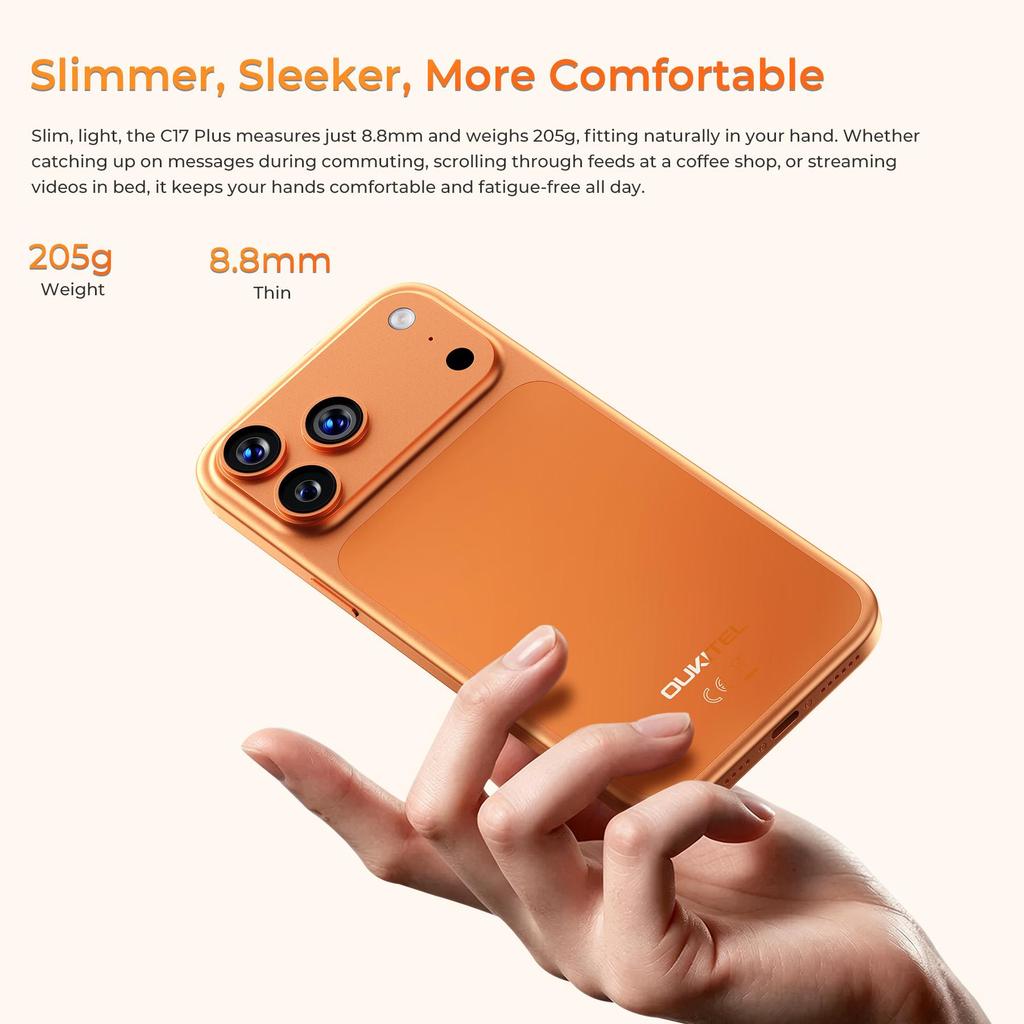 Oukitel C17 PLUS Android 16 Handy Entsperrt 2026-24GB+256GB, 6,9'' 120Hz, 5000mAh Smartphone, 64MP+8MP, 3,5mm Klinke /GPS