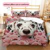 Dalmatian and Rose Pattern Bedding Home Decoration Birthday Gift (1 * duvet cover + 2 * pillowcase, without core)