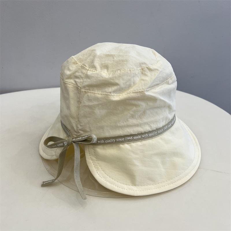 Korean Style Nylon Quick Dry Split Bucket Hat Women Spring Summer Literary Fresh UV Protection Travel Sun Cap