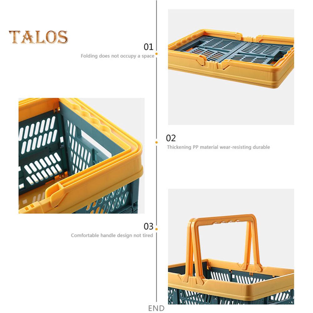 Folding Handle Food Storage Basket Picnic Desktop Organizer Container