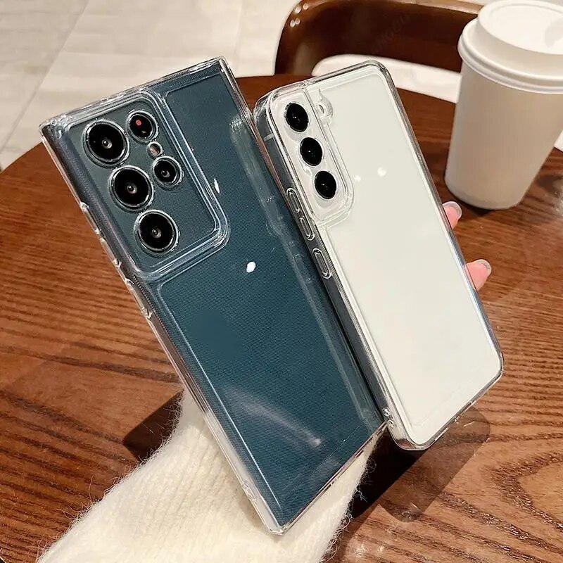 Ultra-thin Clear Case For Samsung Galaxy S25 S22 S23 S24 Ultra S23 FE Plus A56 A16 A17 A54 A35 A55 A34 A15 5G Soft Cover Coque