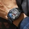 New TOP Brand Luxury Men's Watch With Box Men's Wine Barrel-shaped Hollow Automatic Leather Waterproof Men's Mechanical Watches