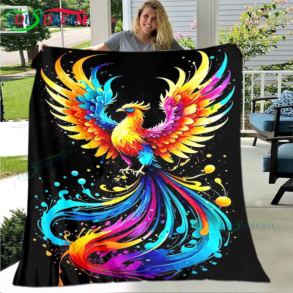 3D Popular Mythical Beast Phoenix Blanket,Flannel Throw Blanket for Home Bedroom Bed Sofa Picnic Office Hiking Leisure Nap Gift