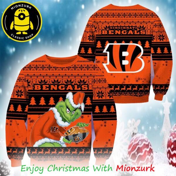 Cincinnati Bengals Football Grinch Christmas NFL 2025 Ugly Sweater Unisex T-Shirt XXXL