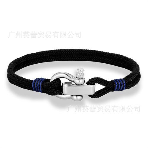 Stainless Steel Adjustable Mini Horseshoe Buckle Men'S Captain Rope Bracelet Couple Anchor