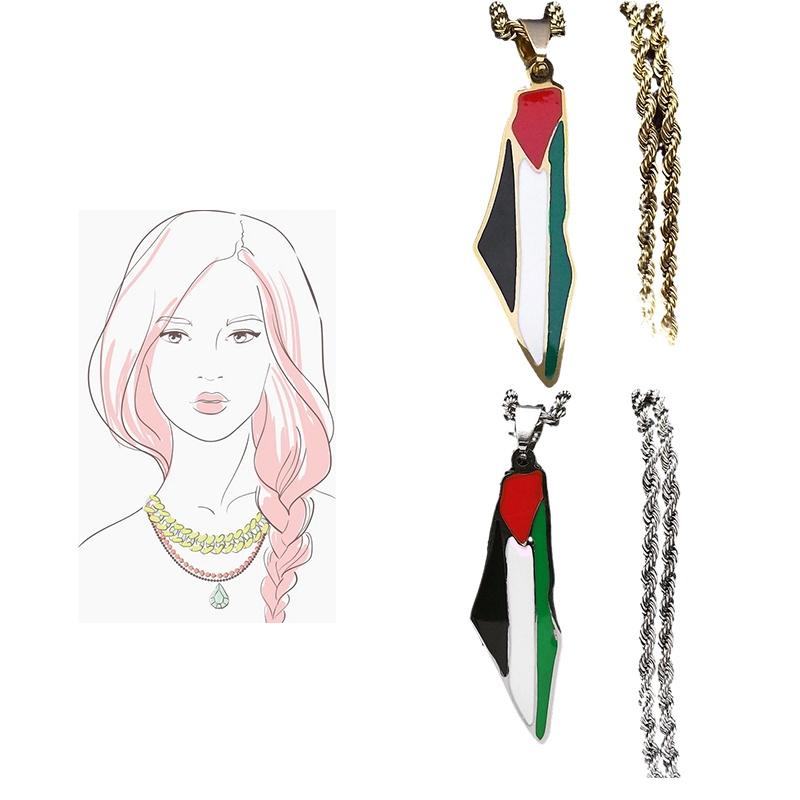 Stainless Steel Fashionable Map Pendant Necklace For Cross-border E-commerce