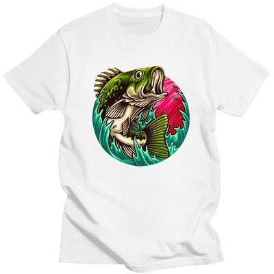 Custom Mens Fish Fisherman Fishing Bass T Shirt Short Sleeves Cotton Tshirt Classic Tshirt Leisure Tees Slim Fit Clothing