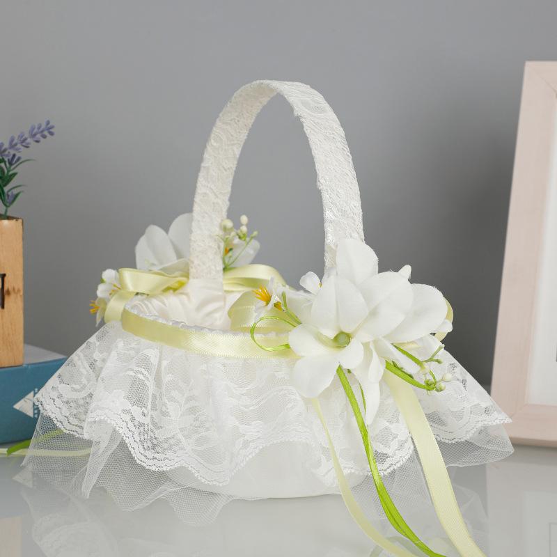 Wedding Flower Basket Bridesmaid Lace White Flower Girl Basket Vintage Rustic Wedding Ceremony Bridal Shower Table Decor New