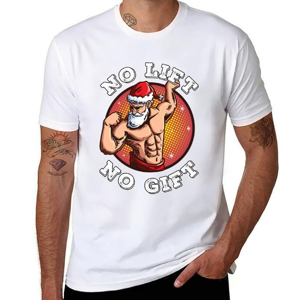 No Lift No Gift Santa Claus Gym Christmas Xmas Tshirt Durable Work Wear Tshirt