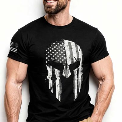 USA Flagge Spartanerhelm T-Shirt Amerikanischer Stolz
