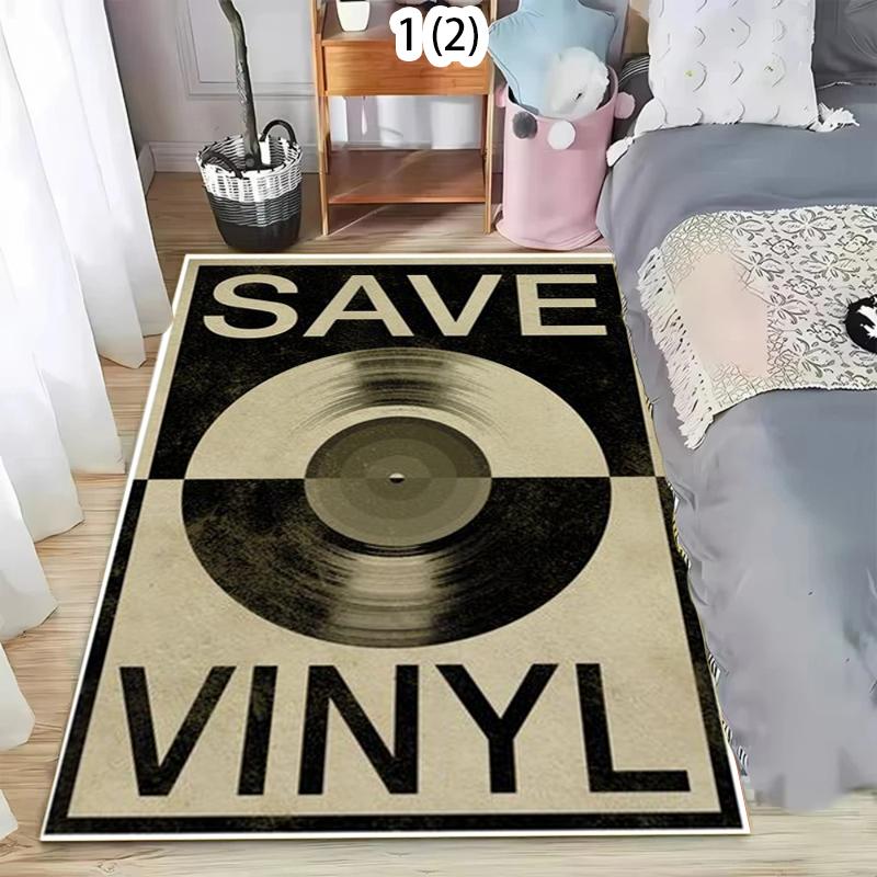 

Retro Music Lover Area Rug Vinyl Record Art Print Non Slip Washable Carpet for Living Room Bedroom Music Studio Home Decor 50X80CM