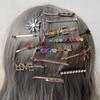 Kenjie Copper-Inlaid Zircon Rainbow Hair Clip Set for Women - Stylish European and American Letter Design
