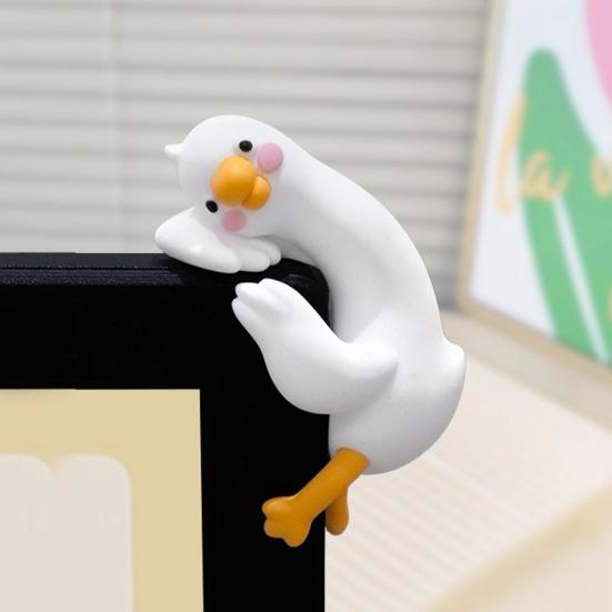 Yousheng 3D Duck Ornament Resin Cartoon Mini Duck Figurine Computer TV Monitor Decoration Collectible for Friends Gift Car Screen Display