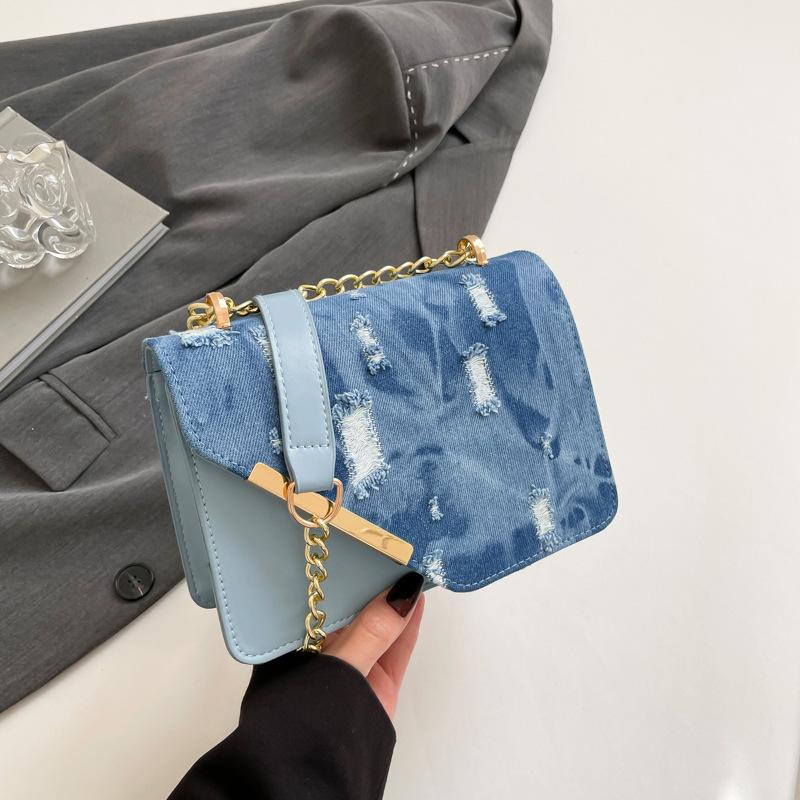 Trendy Denim Crossbody Bags for Women Shoulder Bag Fashi Versatile Chain Purse and Handbags Small Square Bag Designer Bag Sac