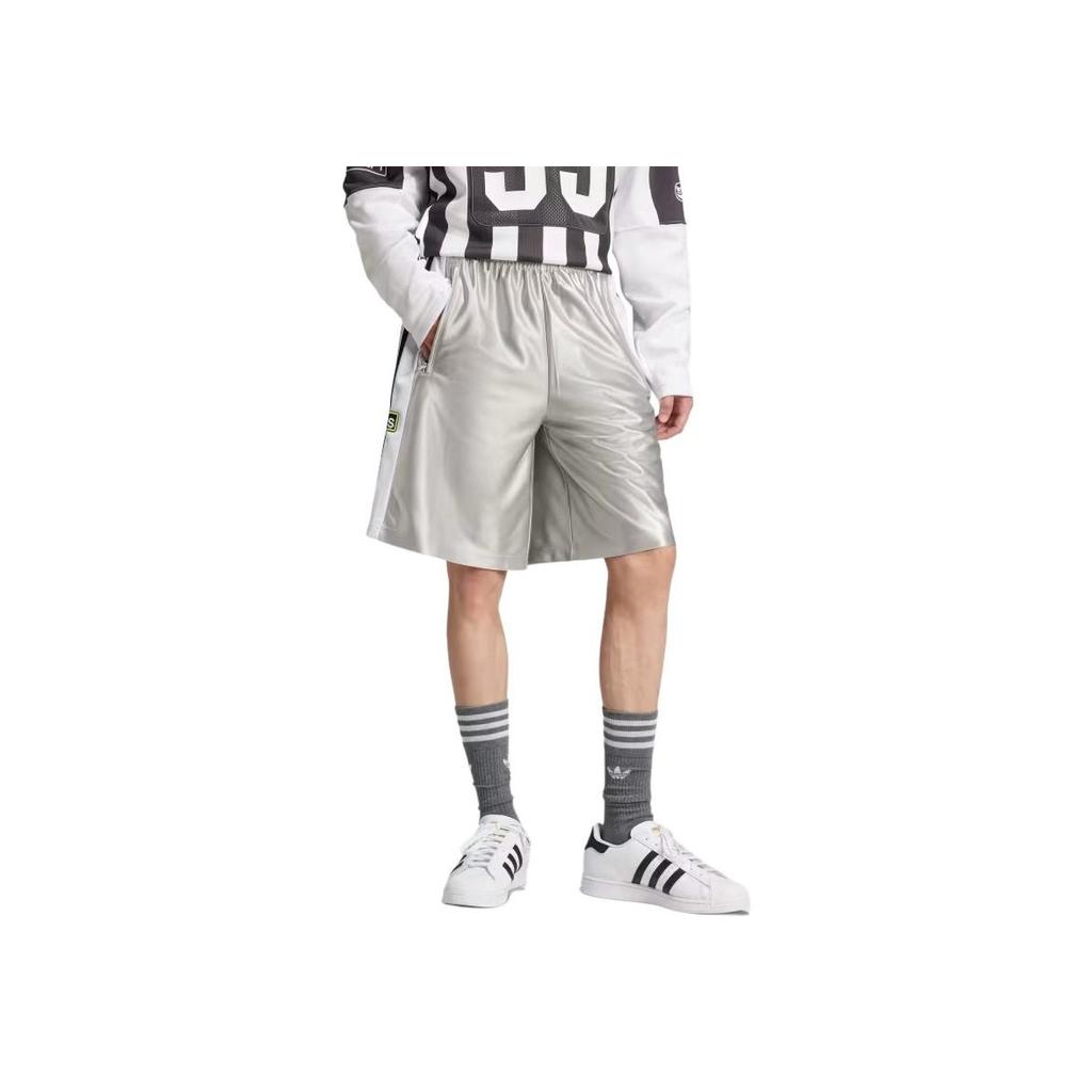 Adidas Originals Adilenium 2 Ss24 Megabreak Logo Side Button Loose Mid Waist Five Point Casual Shorts Men Shorts Silver Gray JM9657