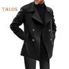 Herren Anzugjacke Revers Langarm Einfarbig Mittellang Anzugjacke Loose Fit Taschen Oberbekleidung Herbst Winter Zweireihige Windjacke