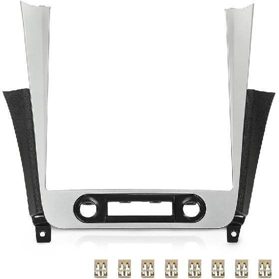 PIT66 Dash Radio Bezel Trim Vent Compatible with Chevy Malibu 2008-2012 Silver Black