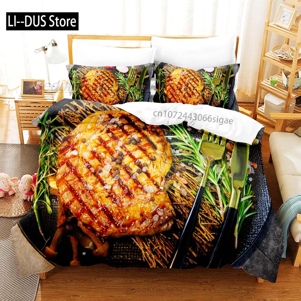 Beefsteak Bedding Set Single Twin Full Queen King Size Bed Set Aldult Kid Bedroom Duvetcover Sets 3D Print Gourmet Steak